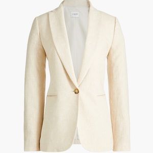 J Crew crosshatch linen holland ivory blazer